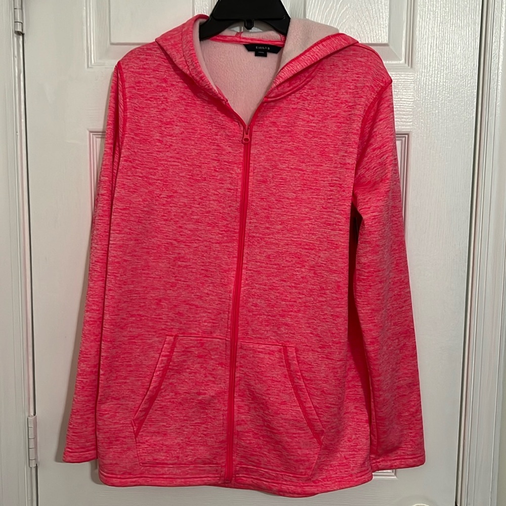 NWT Emily B Women's Large Pink Long Sleeve Full Zip up hoodie